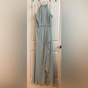 David’s Bridal Dress- women’s size 8, dusty sage, high neck chiffon dress